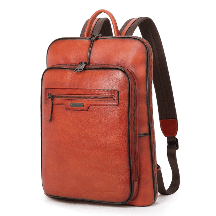 CLUCI Women Laptop Backpack Purse Vegetable Tanned Full Grain Leather 15.6 inch Computer Bag Business Casual Travel Daypack